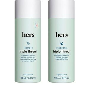 2 bottles Hers Triple Threat Shampoo. New